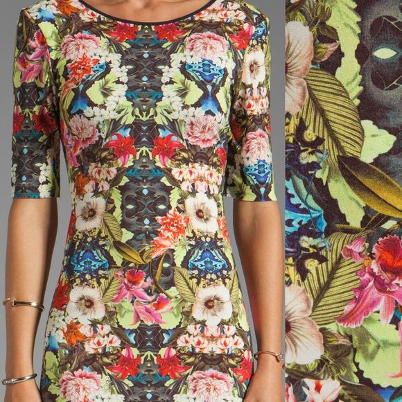 NEW Sam Lavi Nola Bodycon Dress XS Floral Print Midi Sexy Midi Coquette Boho - Picture 12 of 12